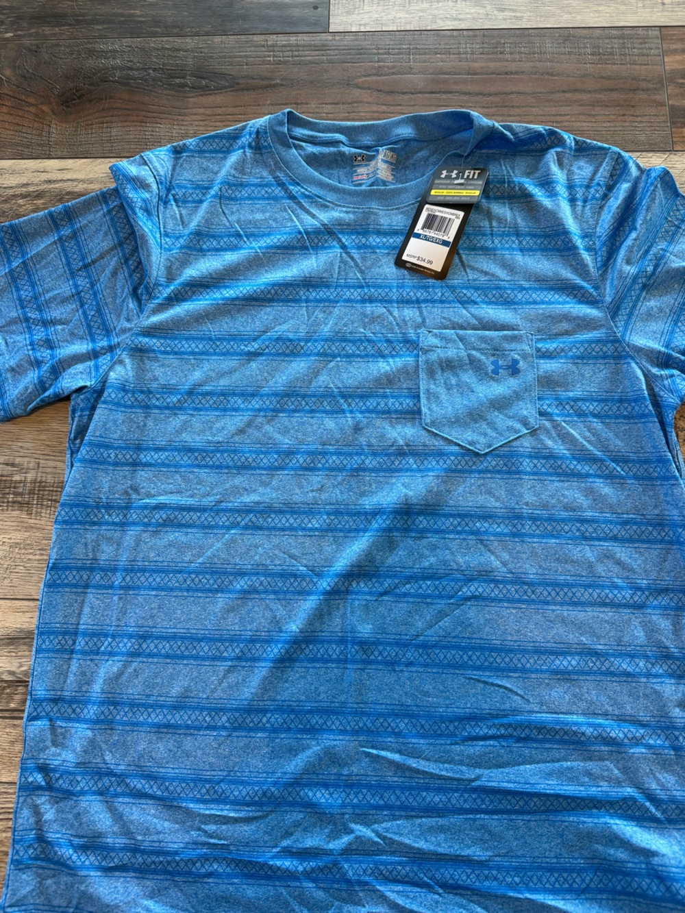 Under Armour Blue Striped Pocket Performance Tee